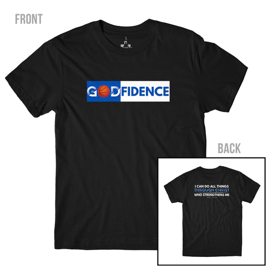 Godfidence Front & Back - Basketball - T-Shirt - Black